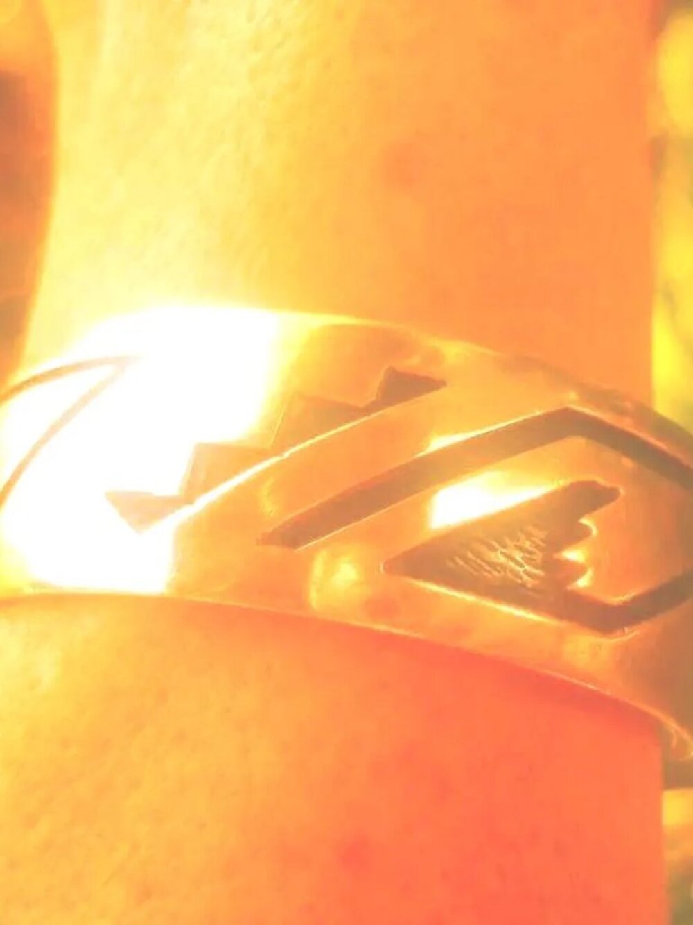 Victor Coochwytewa, Thunder Projecting,Rodeo,Hopi Silvercraft Guild,Overlay Cuff